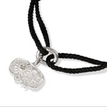 Studio shot of the Tokyo two-tone black kumihimo charm bracelet