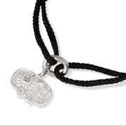 Studio shot of the Tokyo two-tone black kumihimo charm bracelet