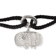 Tokyo diamond charm bracelet with two-tone black kumihimo thread