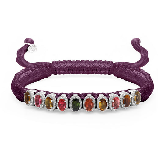Vampire Claret Mini Lisse bracelet with multi-coloured gemstones on a white background