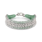 VANA mint green thread bracelet with pavé diamonds and silver detailing
