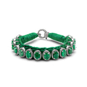 Venice Green Pavé Diamond and Emerald Bracelet shown in a round view on white