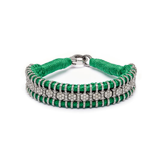 Verdon green thread bracelet with pavé diamonds